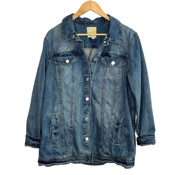Avec Les Filles "Follow Me" Denim Jean Jacket SZ Large - Picture 4 of 12